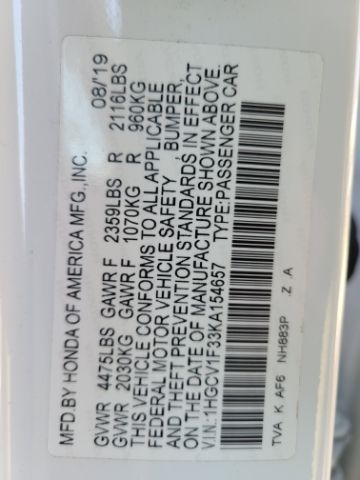 Honda Accord Sedan Sport 1.5T CVT 2019