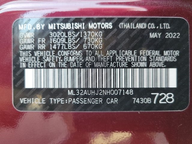Mitsubishi Mirage ES CVT 2022