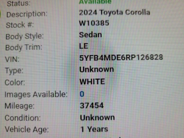 Toyota Corolla LE CVT (Natl) 2024