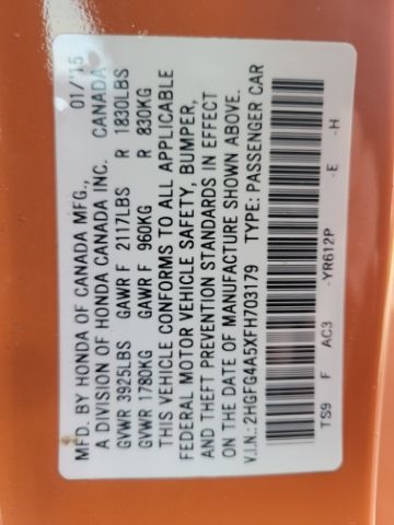 Honda Civic Coupe 2dr Man Si 2015