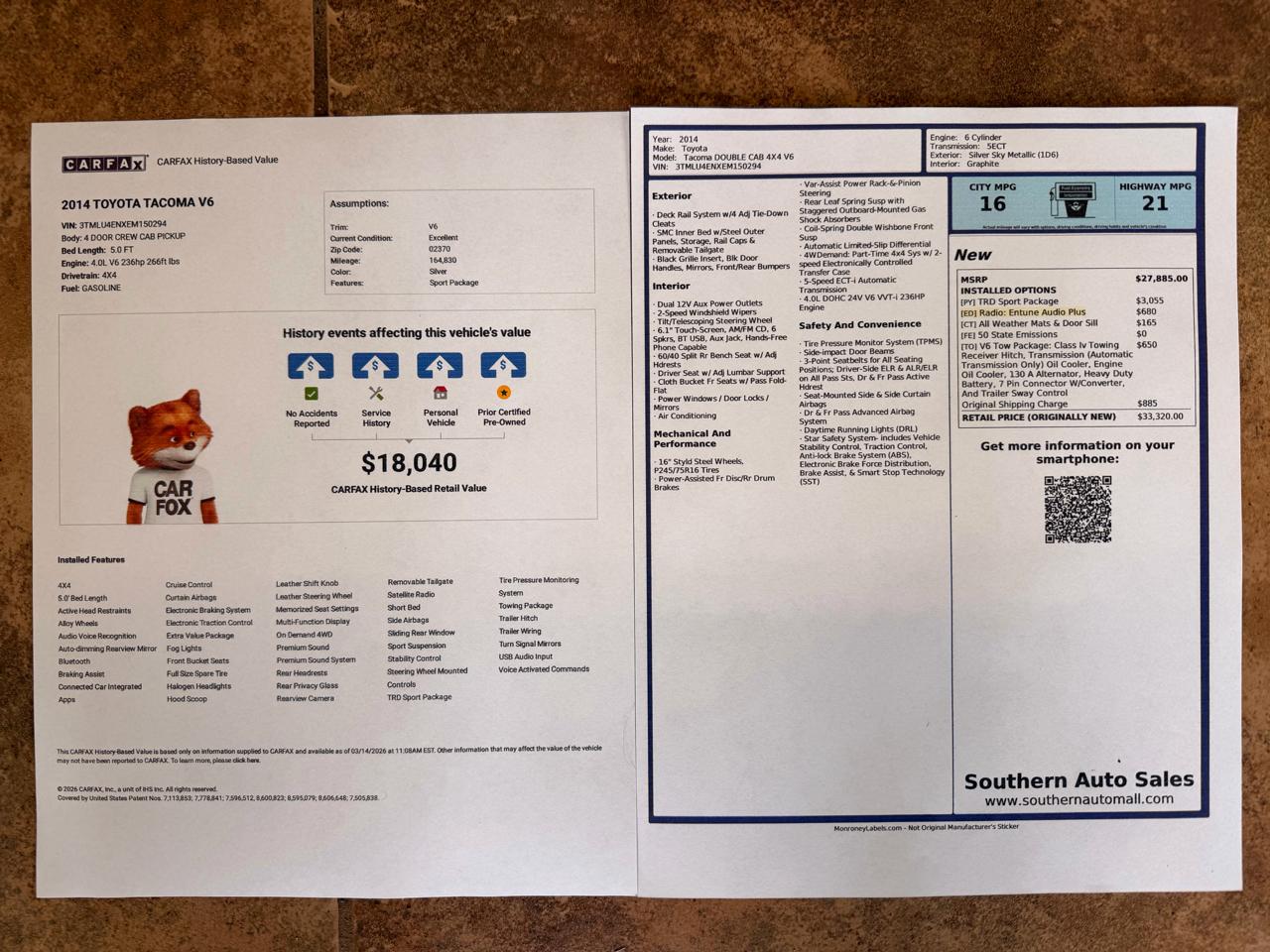 Toyota Tacoma Double Cab V6 5AT 4WD 2014