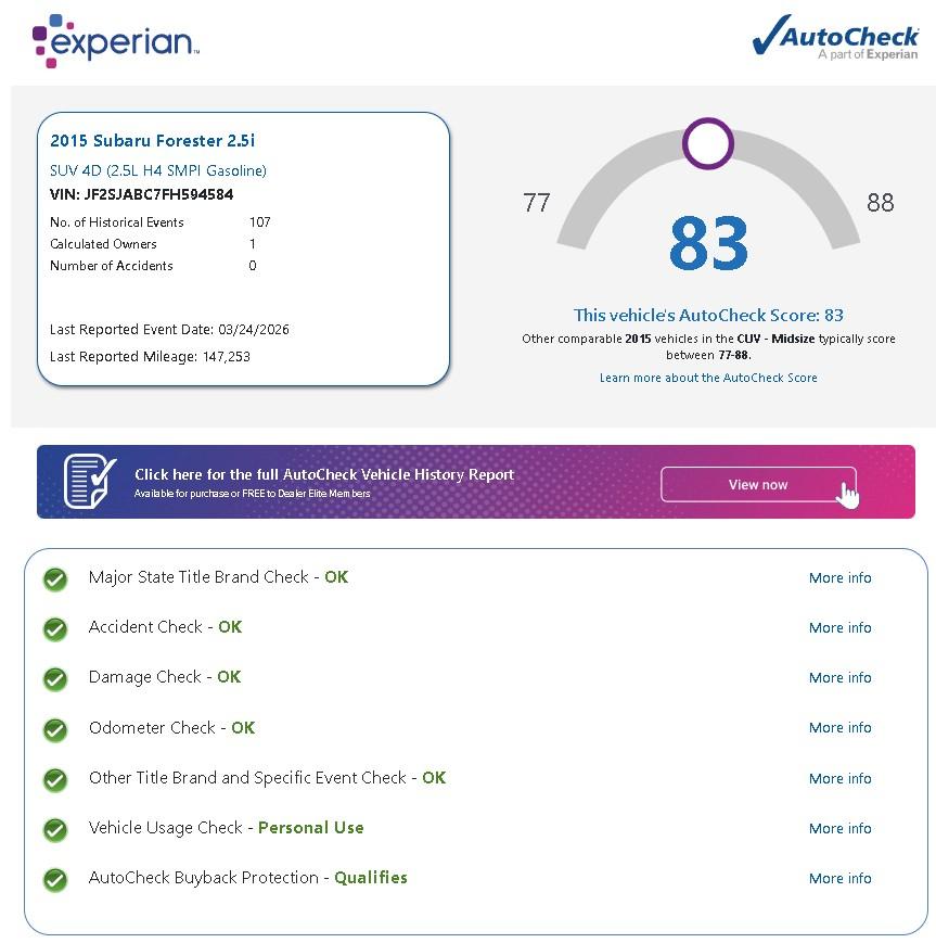 Subaru Forester 2.5i 4D SUV 2015