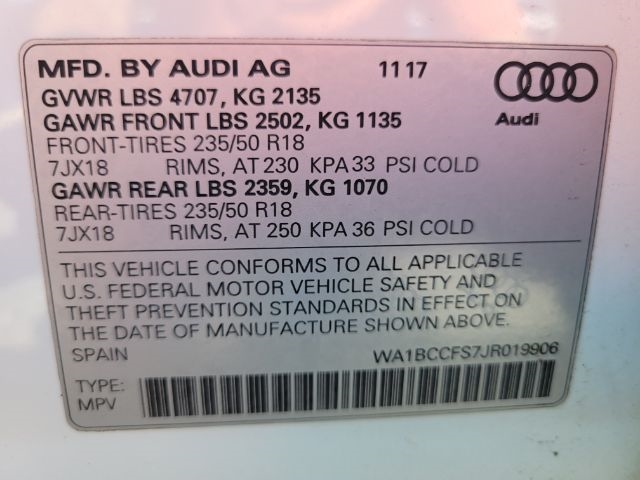 Audi Q3 2.0 TFSI Premium FWD 2018 Audi Q3 2.0 TFSI Premium FWD 2018