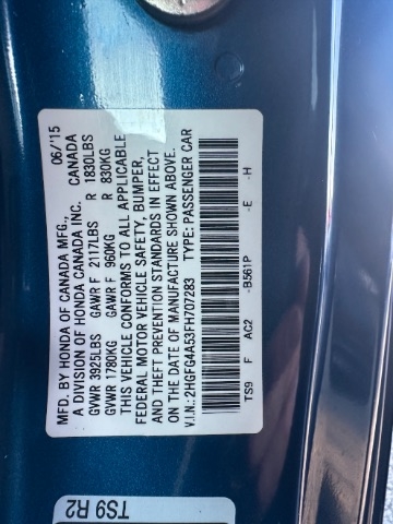 Honda Civic Coupe 2dr Man Si 2015