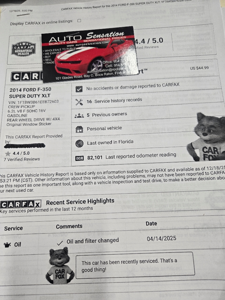 Ford F-350 SD XLT Crew Cab Long Bed 4WD 2014