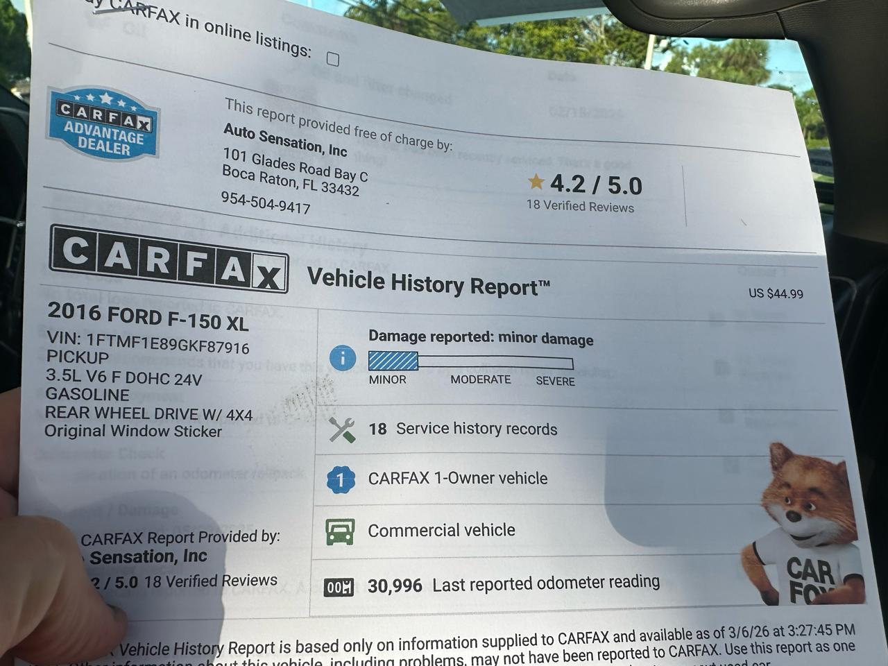 Ford F-150 2WD Reg Cab 126" XL 2016