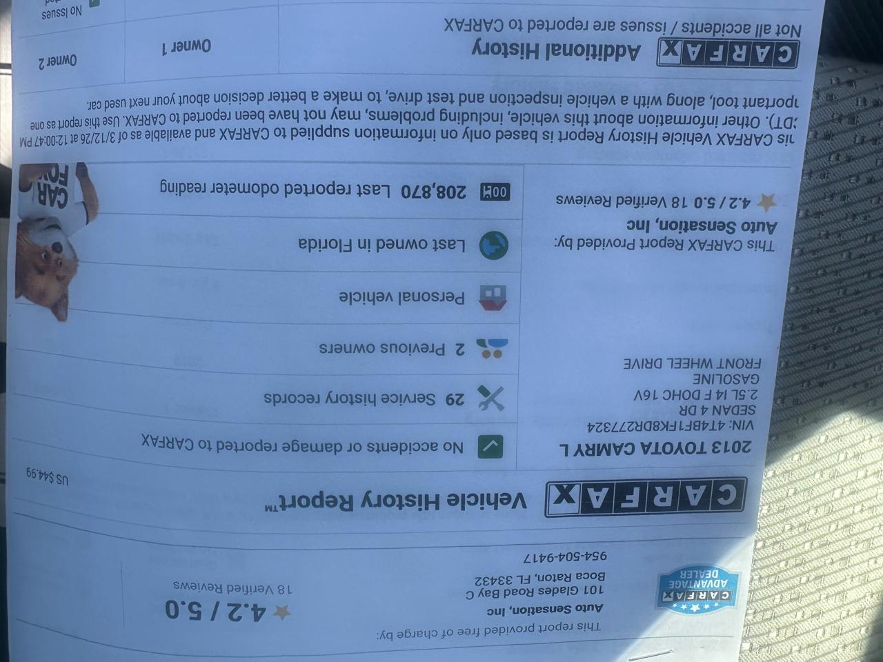 Toyota Camry XLE 2013