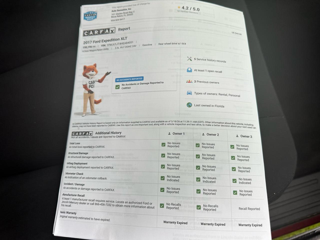 Ford Expedition 119" WB XLT 4WD 2017