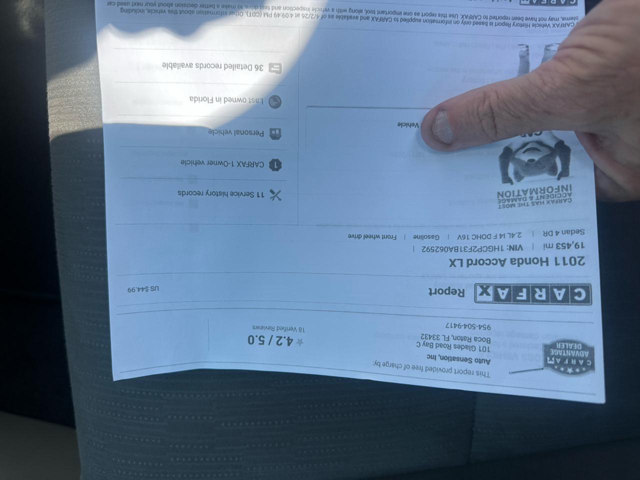 Honda Accord LX sedan AT 2011