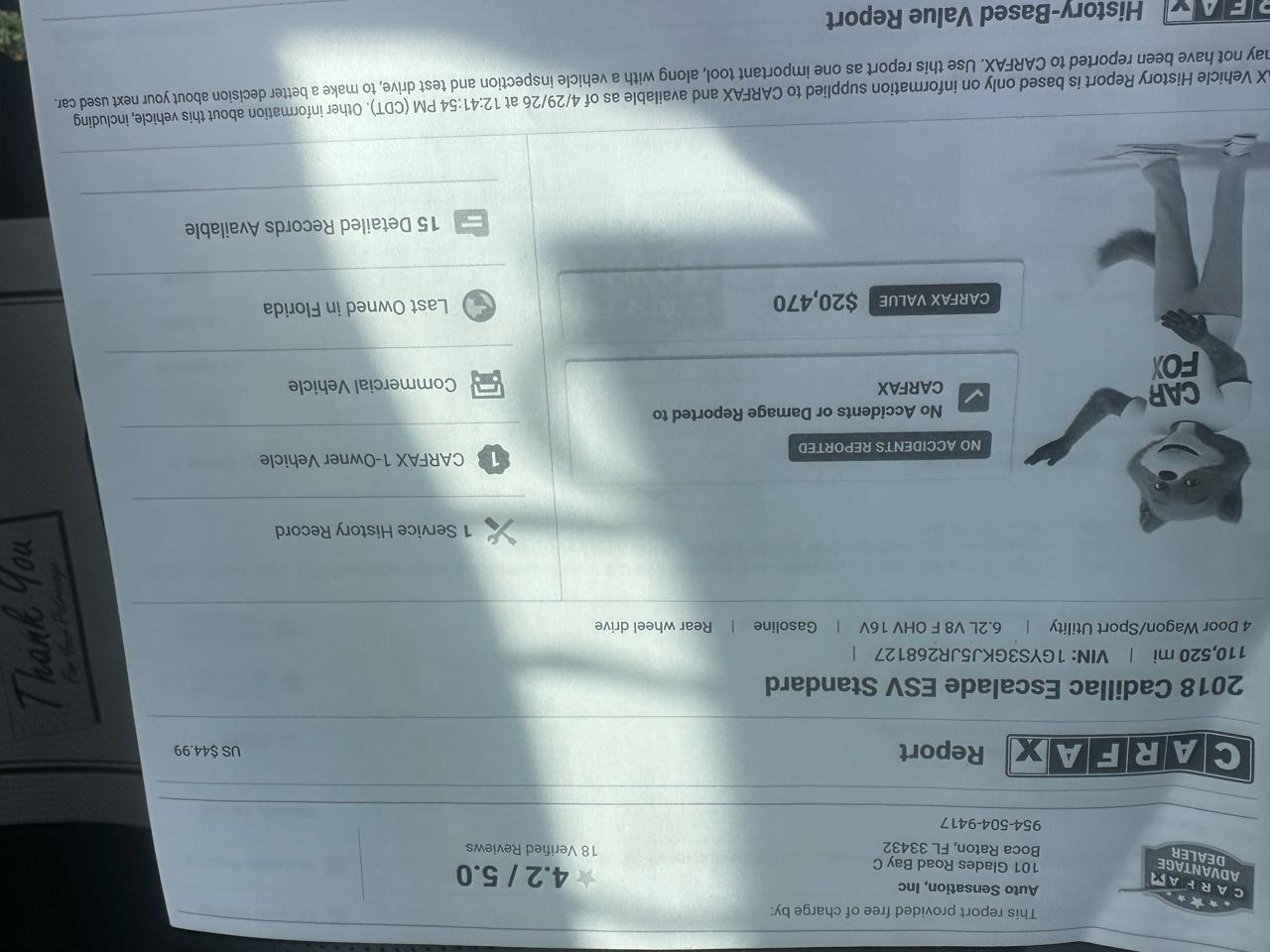 Cadillac Escalade ESV 2WD Standard 2018