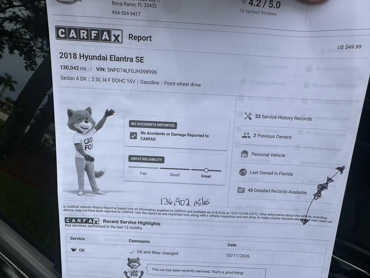Hyundai Elantra SE 6AT 2018
