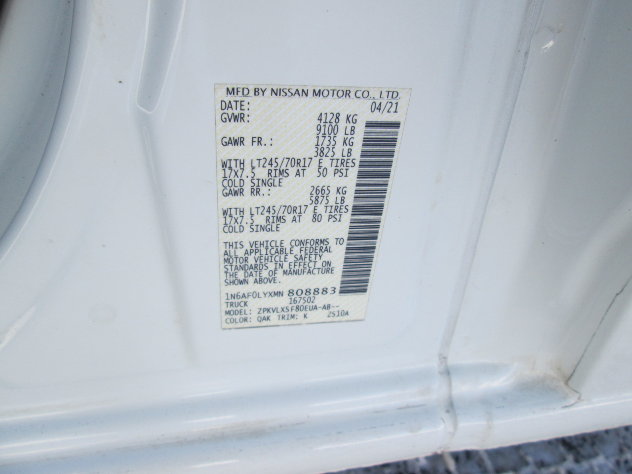 Nissan NV Cargo 2500 HD SV V8 High Roof 2021