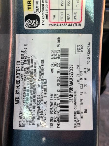 Ford Fusion 4dr Sdn SE FWD 2012