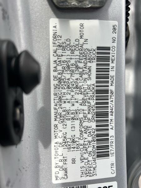 Toyota Tacoma 4WD Double Cab V6 MT (Natl) 2013