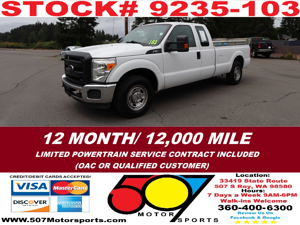 2015 Ford F-350 SD XL SuperCab Long Bed 2WD