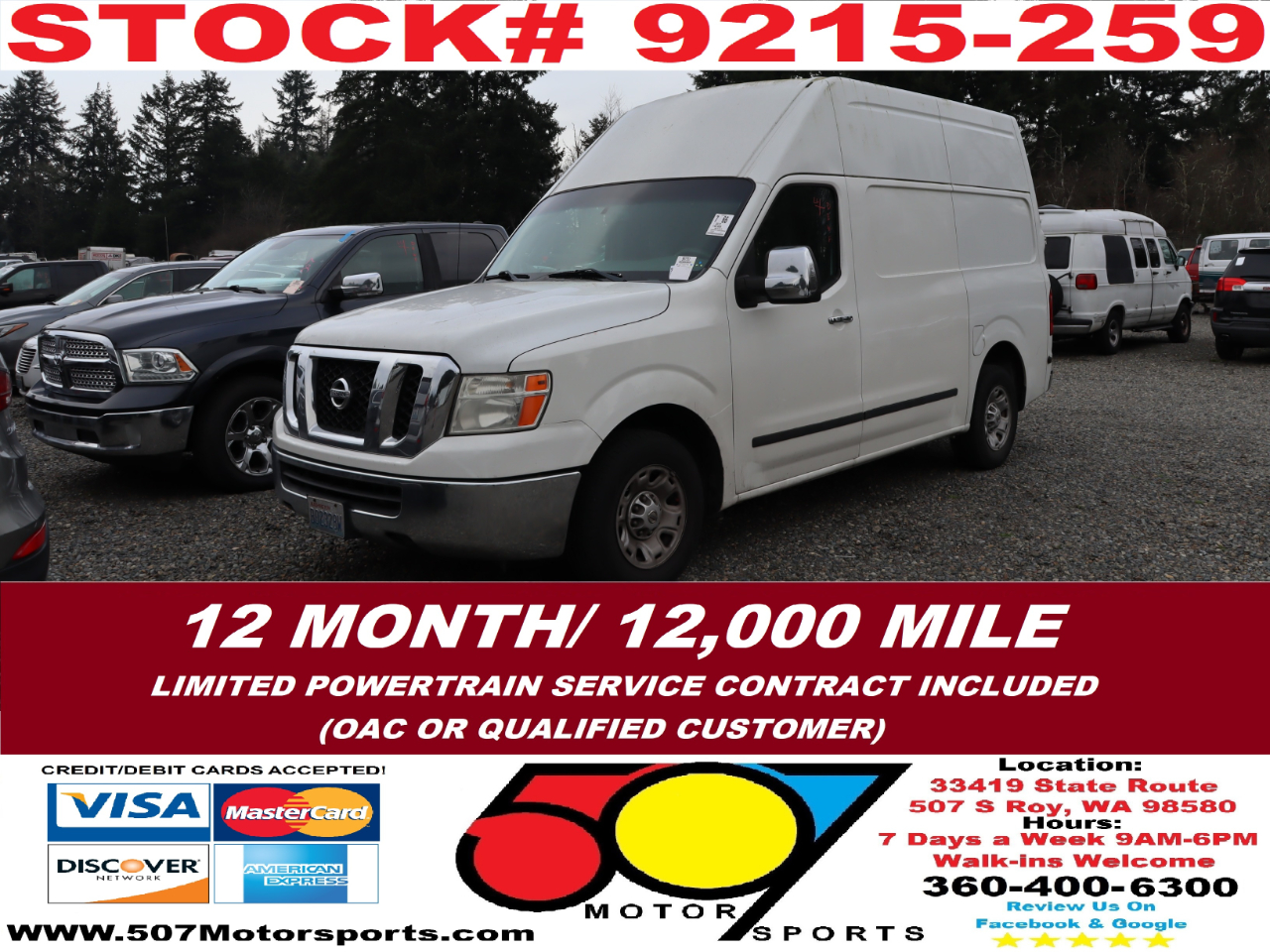 2012 Nissan NV Cargo 2500 HD S V6 High Roof
