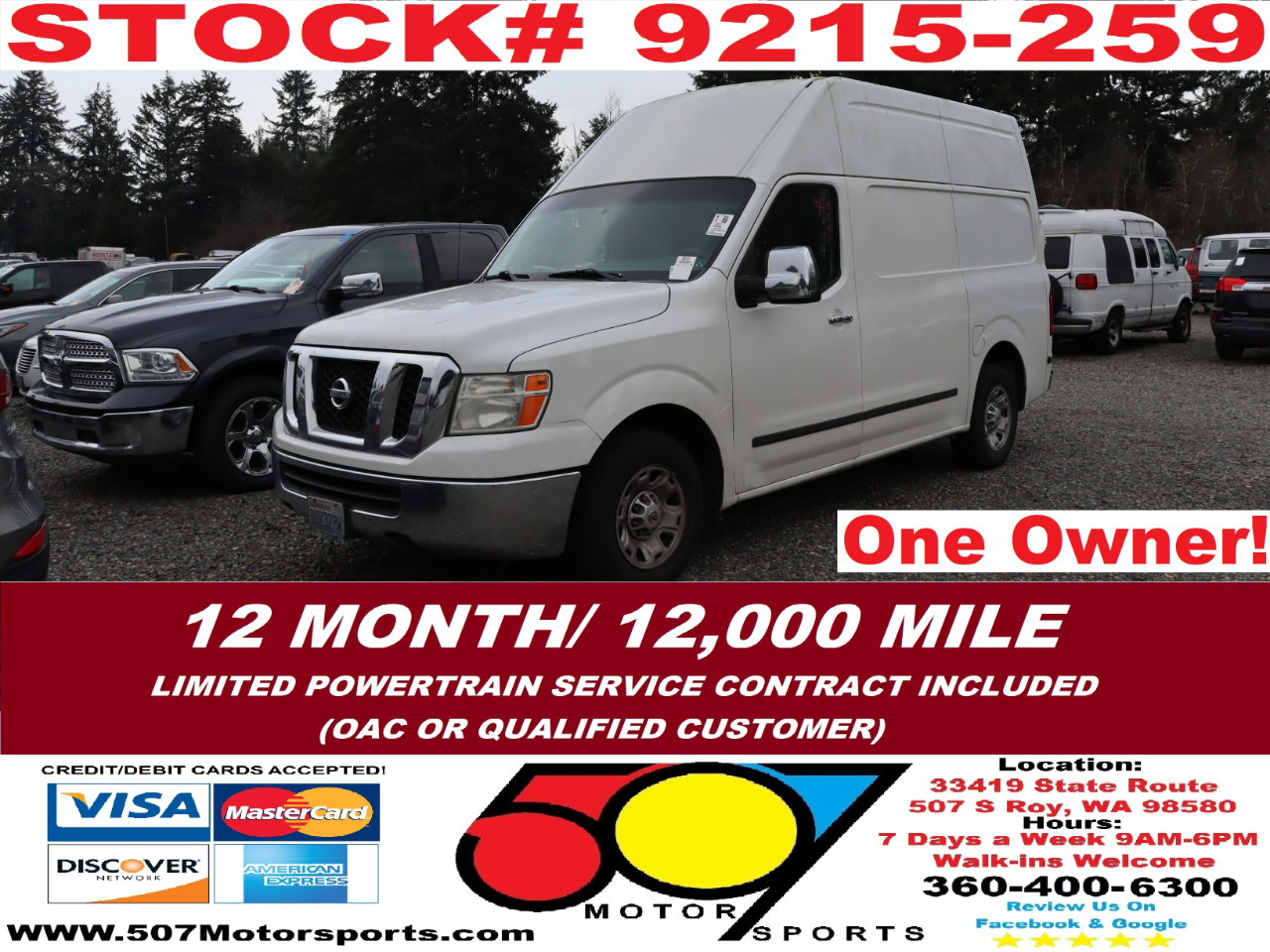 2012 Nissan NV Cargo 2500 HD S V6 High Roof