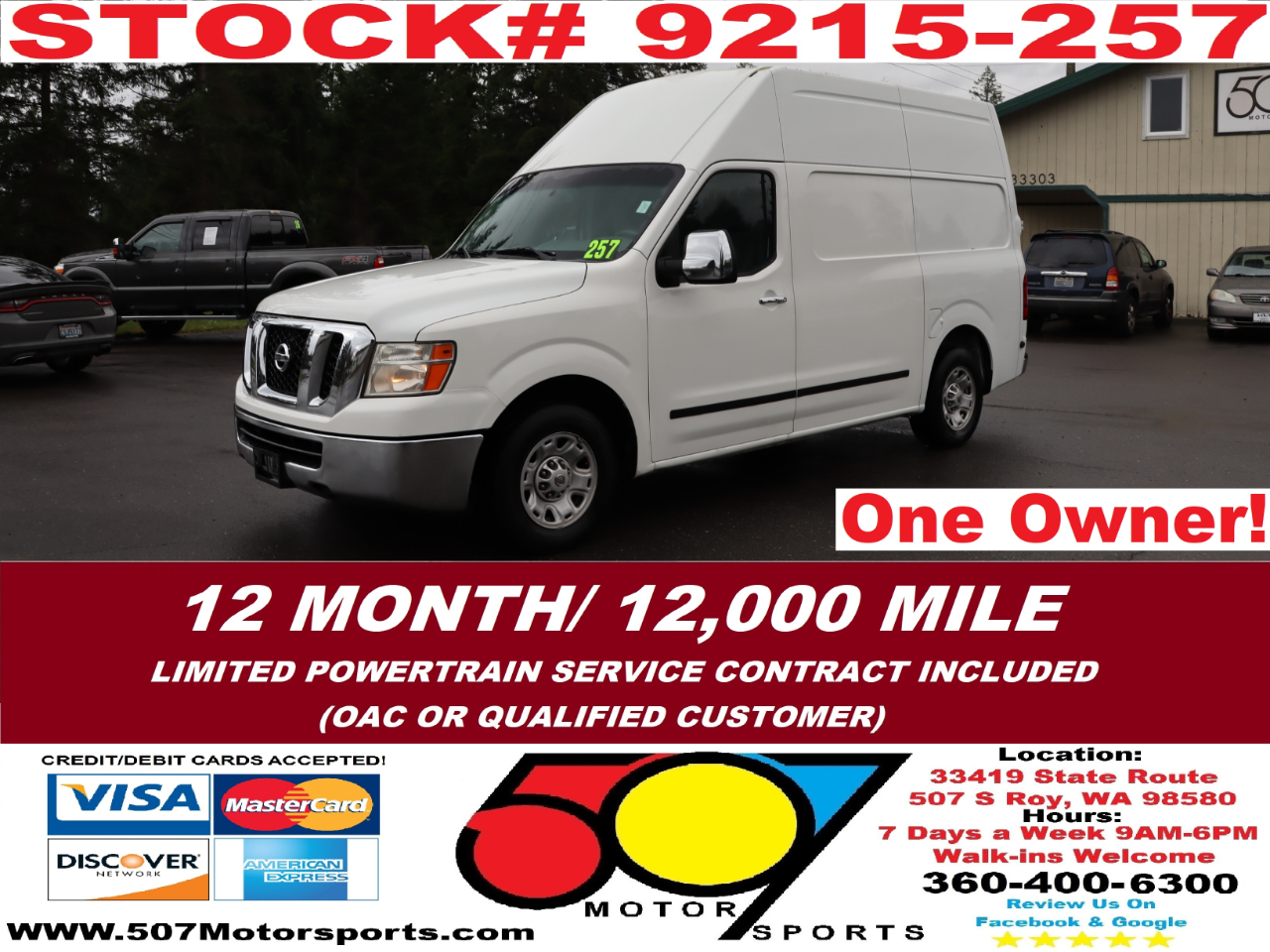 2012 Nissan NV Cargo 2500 HD S V6 High Roof