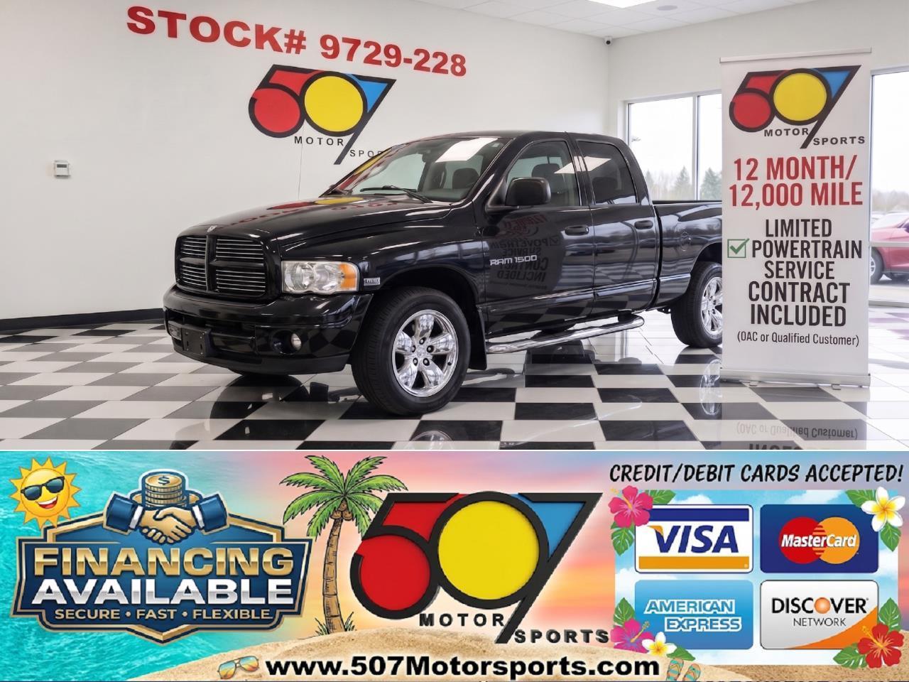 Black 2003 Dodge RAM 1500 Pickup Truck Four-Wheel Drive Automatic