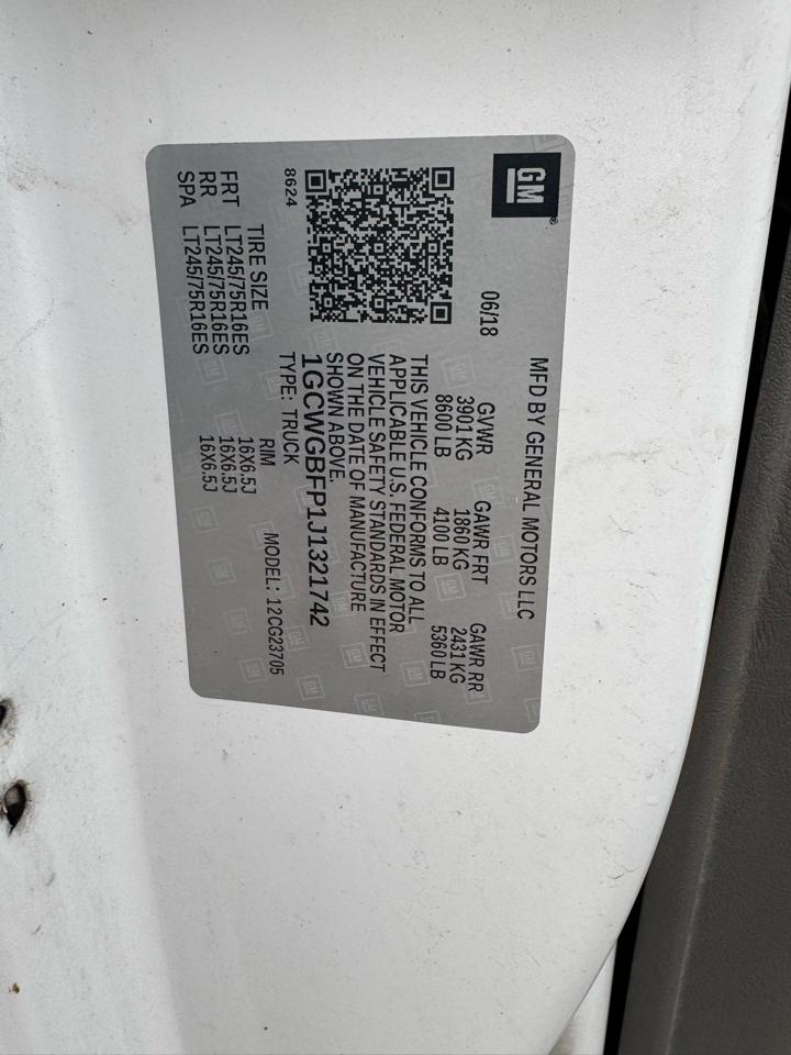 Chevrolet Express Cargo Van RWD 2500 155" 2018