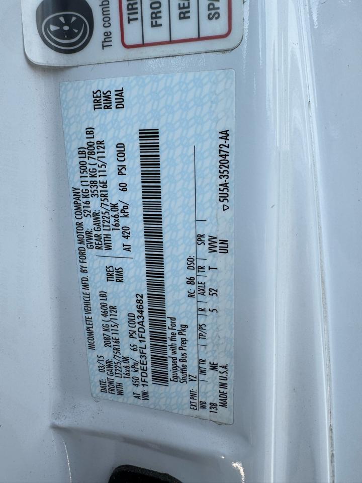 Ford Econoline Commercial Cutaway E-350 Super Duty 138" DRW 2015