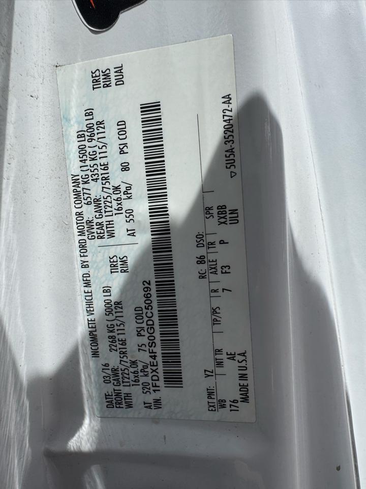 Ford Econoline Commercial Cutaway E-450 Super Duty 176" DRW 2016