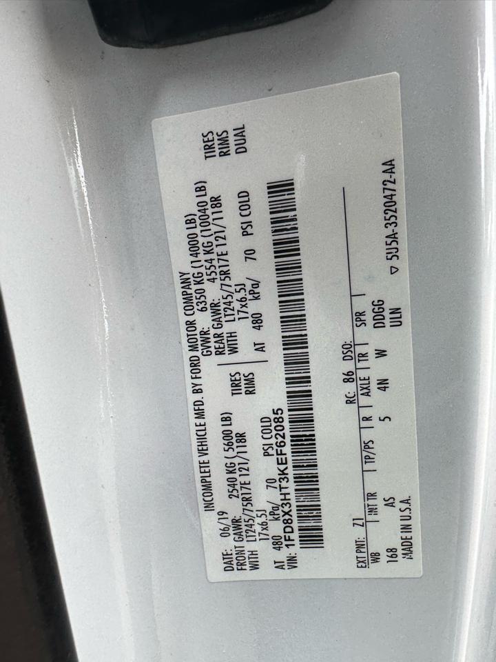 Ford Super Duty F-350 DRW XL 4WD SuperCab 168" WB 60" CA 2019
