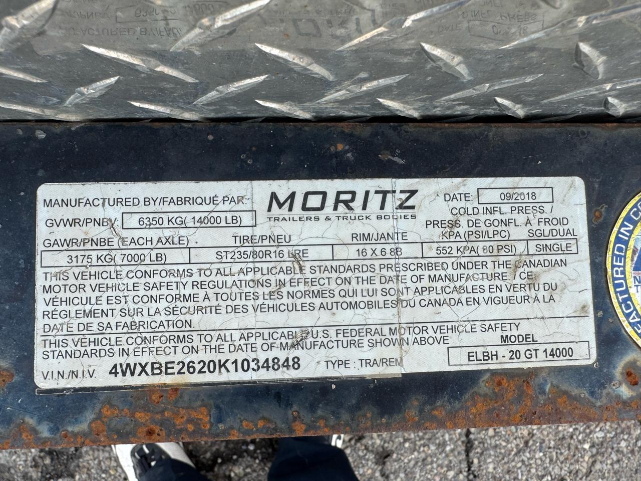 Moritz Equipment Trailer  2019