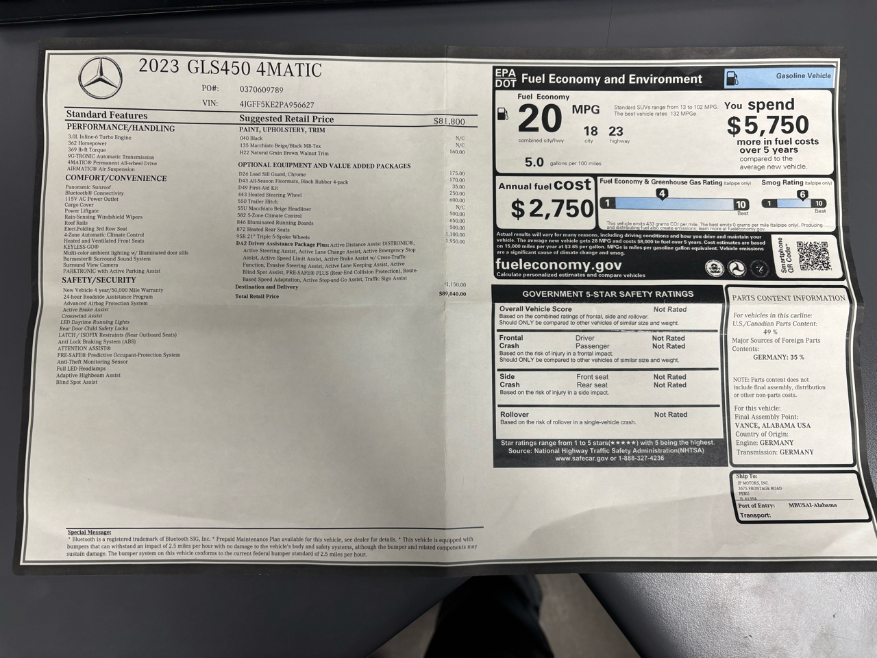 Mercedes-Benz GLS GLS 450 4MATIC SUV 2023