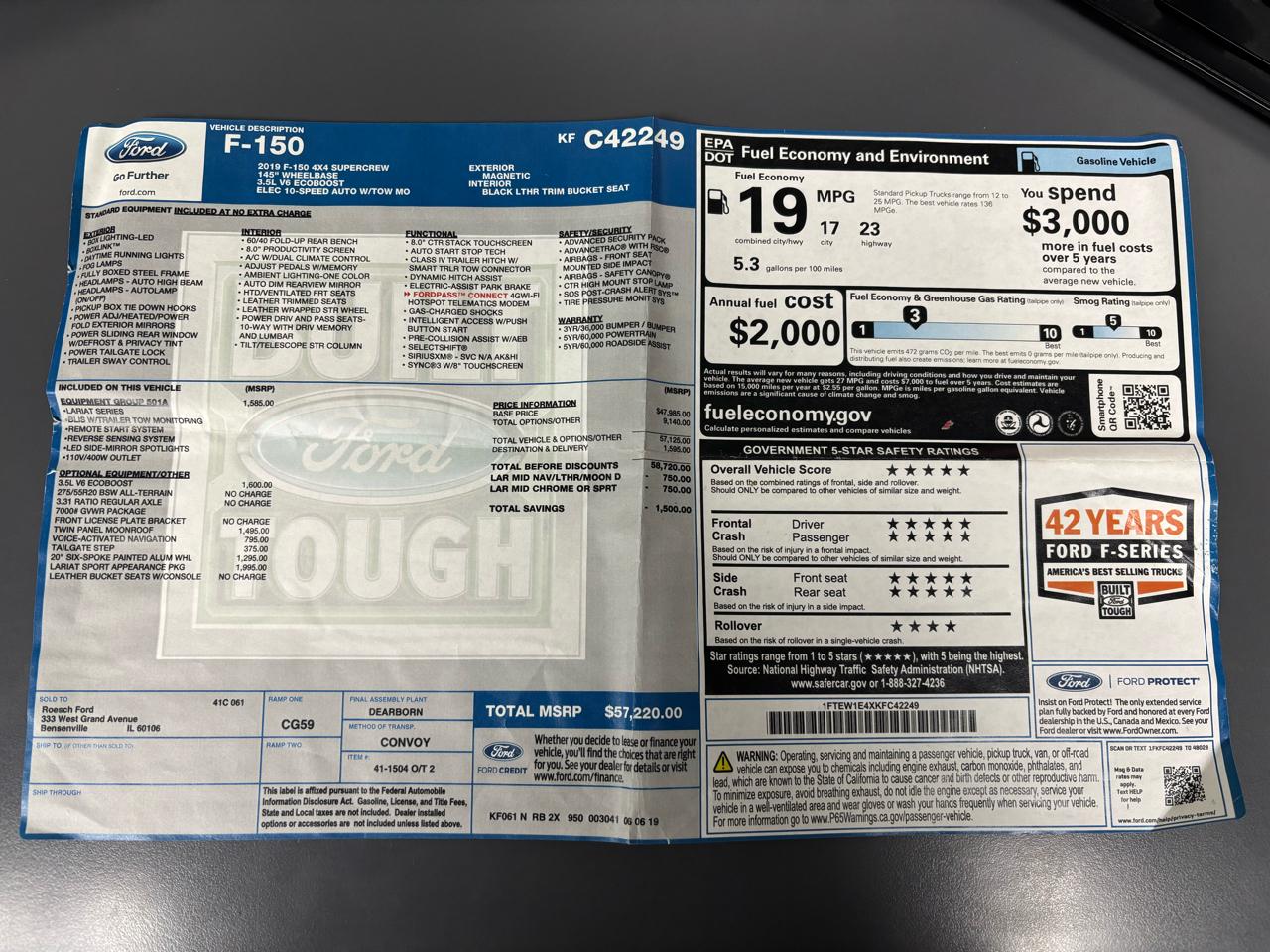 Ford F-150 Lariat 4WD SuperCrew 5.5' Box 2019