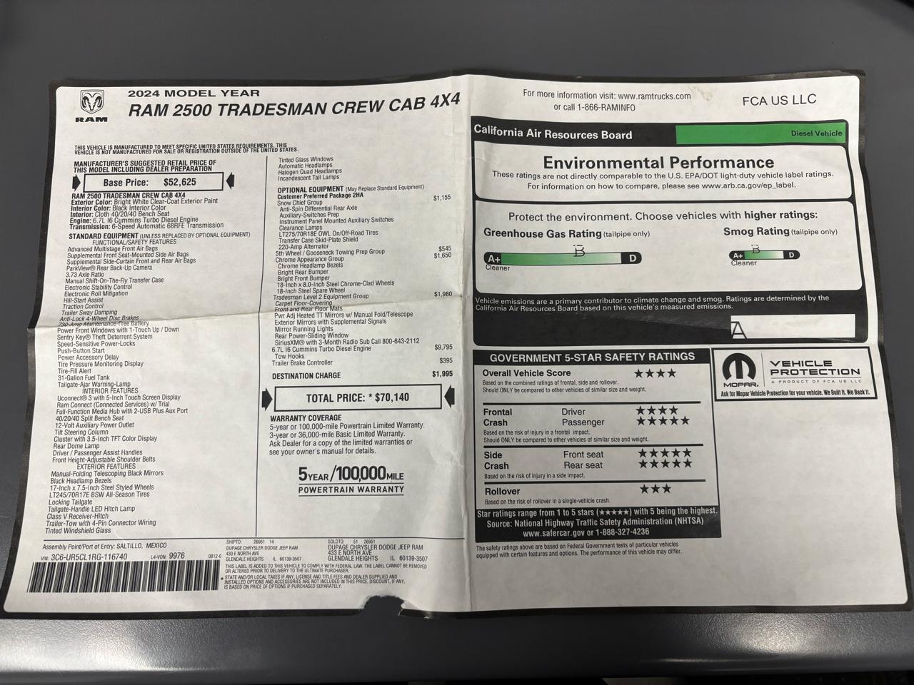 RAM 2500 Tradesman 4x4 Crew Cab 6'4" Box 2024