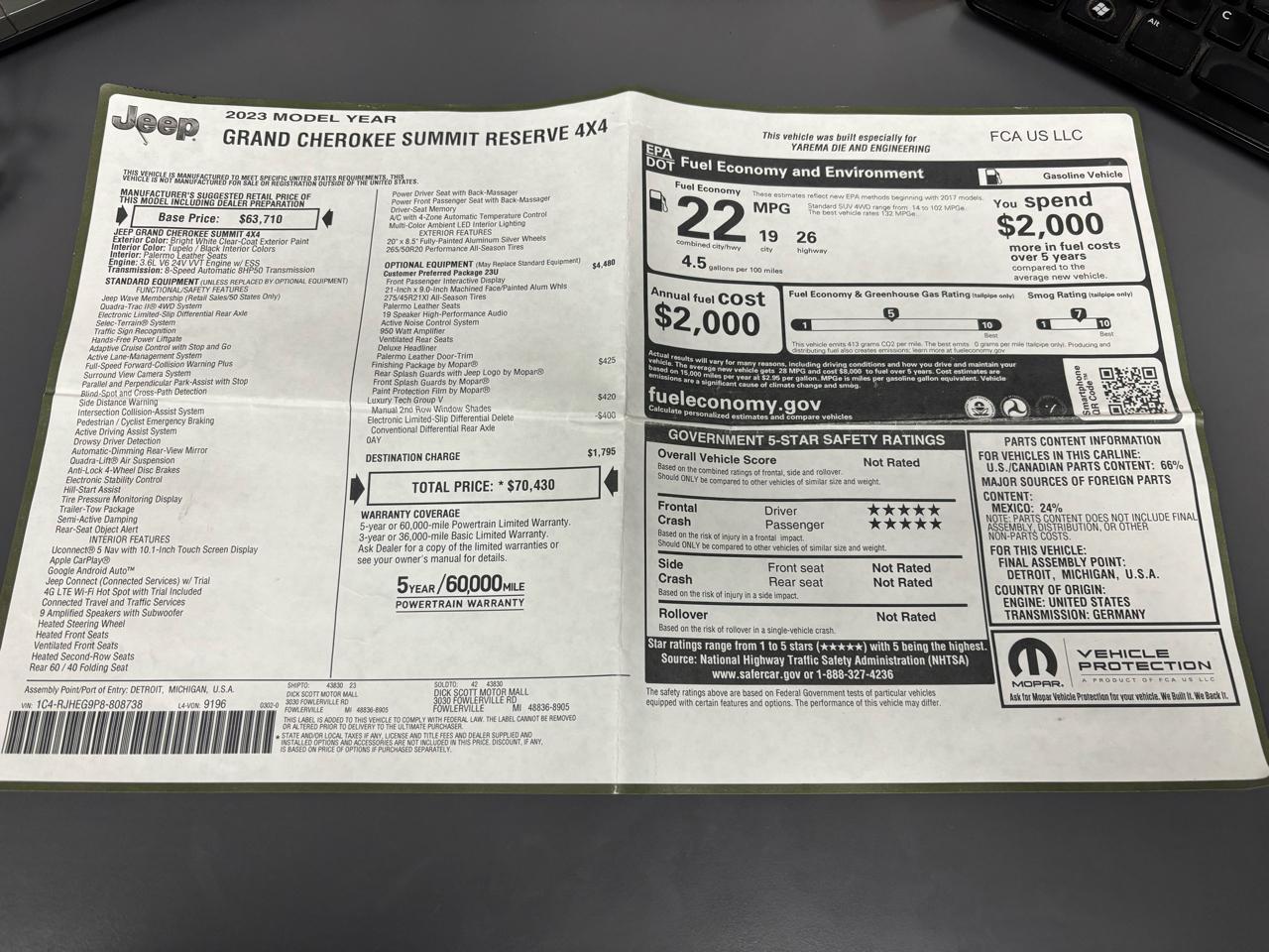 Jeep Grand Cherokee Summit Reserve 4x4 2023