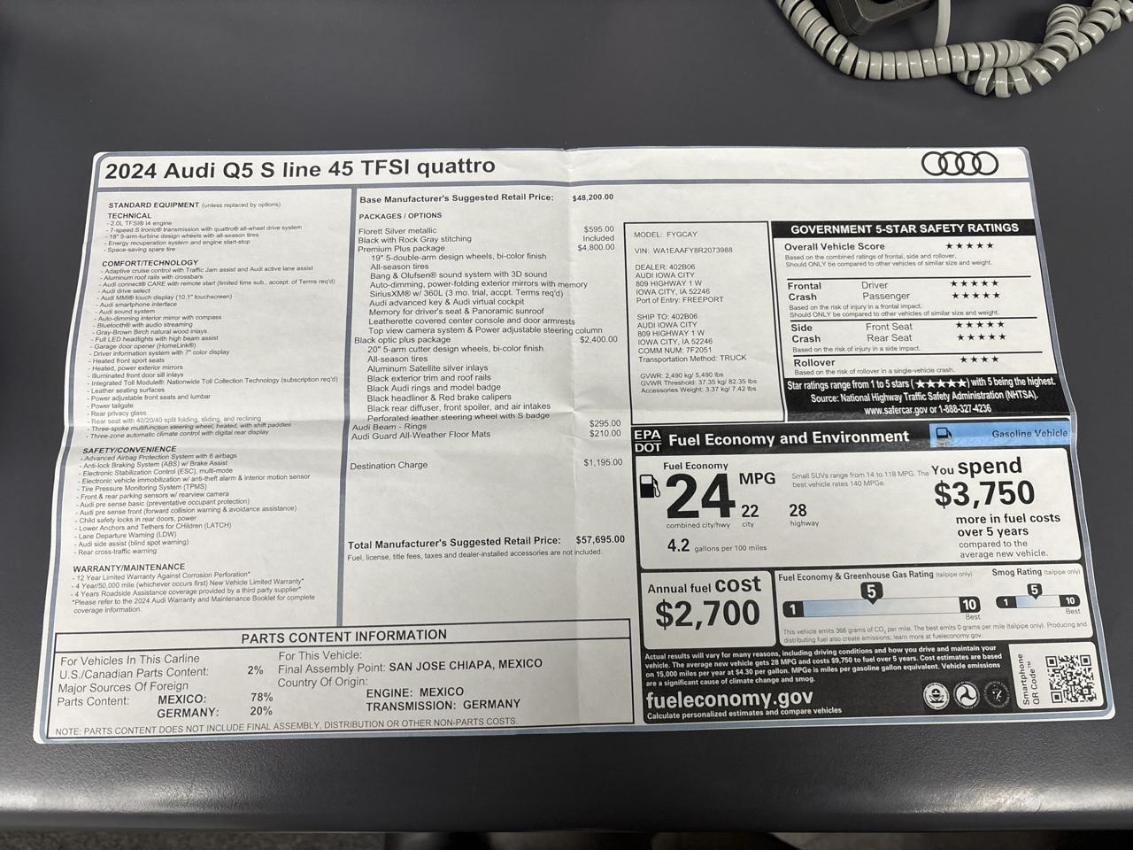 Audi Q5 S line Premium Plus 45 TFSI quattro 2024