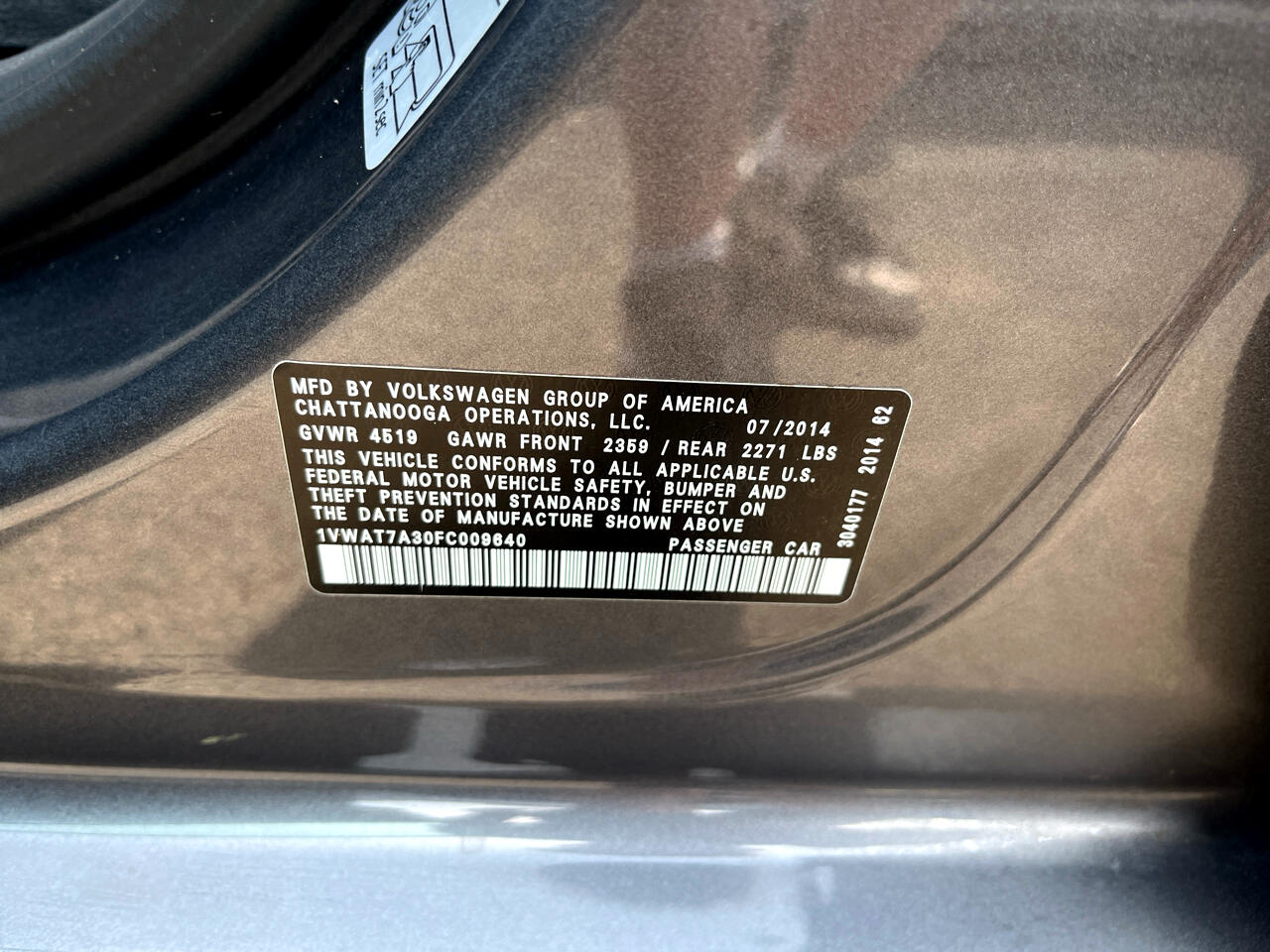 Volkswagen Passat 4dr Sdn 1.8T Auto S PZEV 2015 Volkswagen Passat 4dr Sdn 1.8T Auto S PZEV 2015