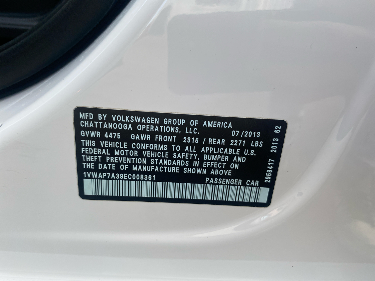 Volkswagen Passat 4dr Sdn 2.5L Auto Wolfsburg Ed PZEV *Ltd Avail* 2014 Volkswagen Passat 4dr Sdn 2.5L Auto Wolfsburg Ed PZEV *Ltd Avail* 2014