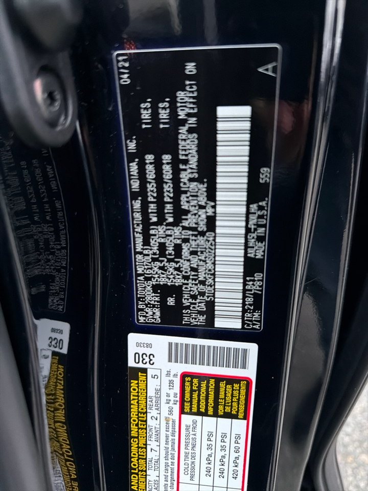 Toyota Sienna Platinum AWD 7-Passenger (Natl) 2021