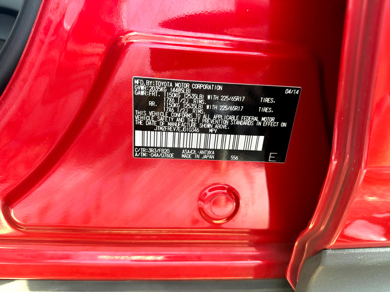 Toyota RAV4 FWD 4dr LE (Natl) 2014