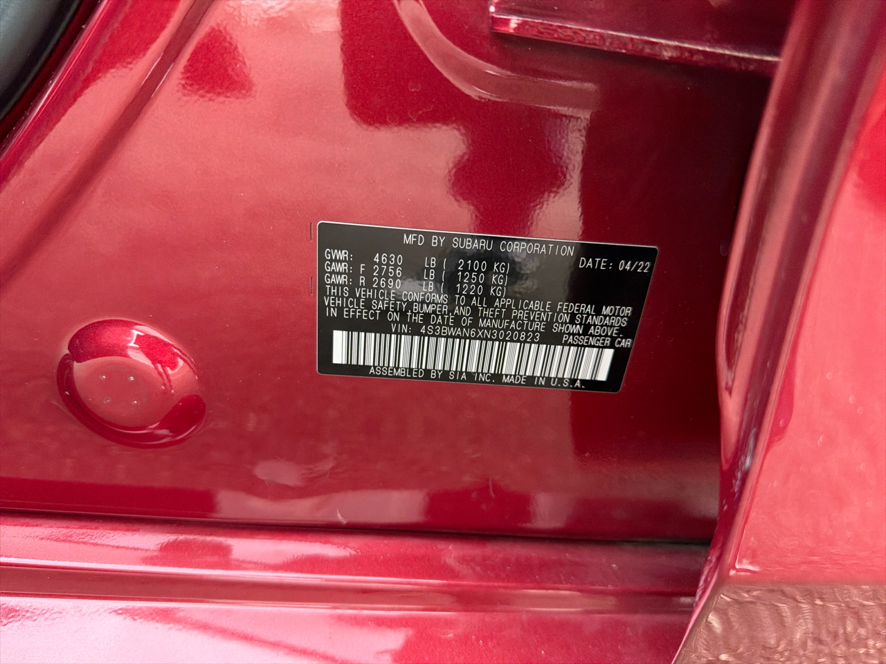 Subaru Legacy Limited CVT 2022