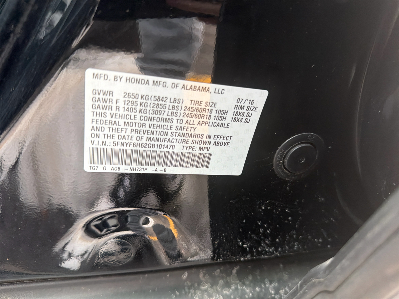 Honda Pilot AWD 4dr EX-L w/Honda Sensing 2016