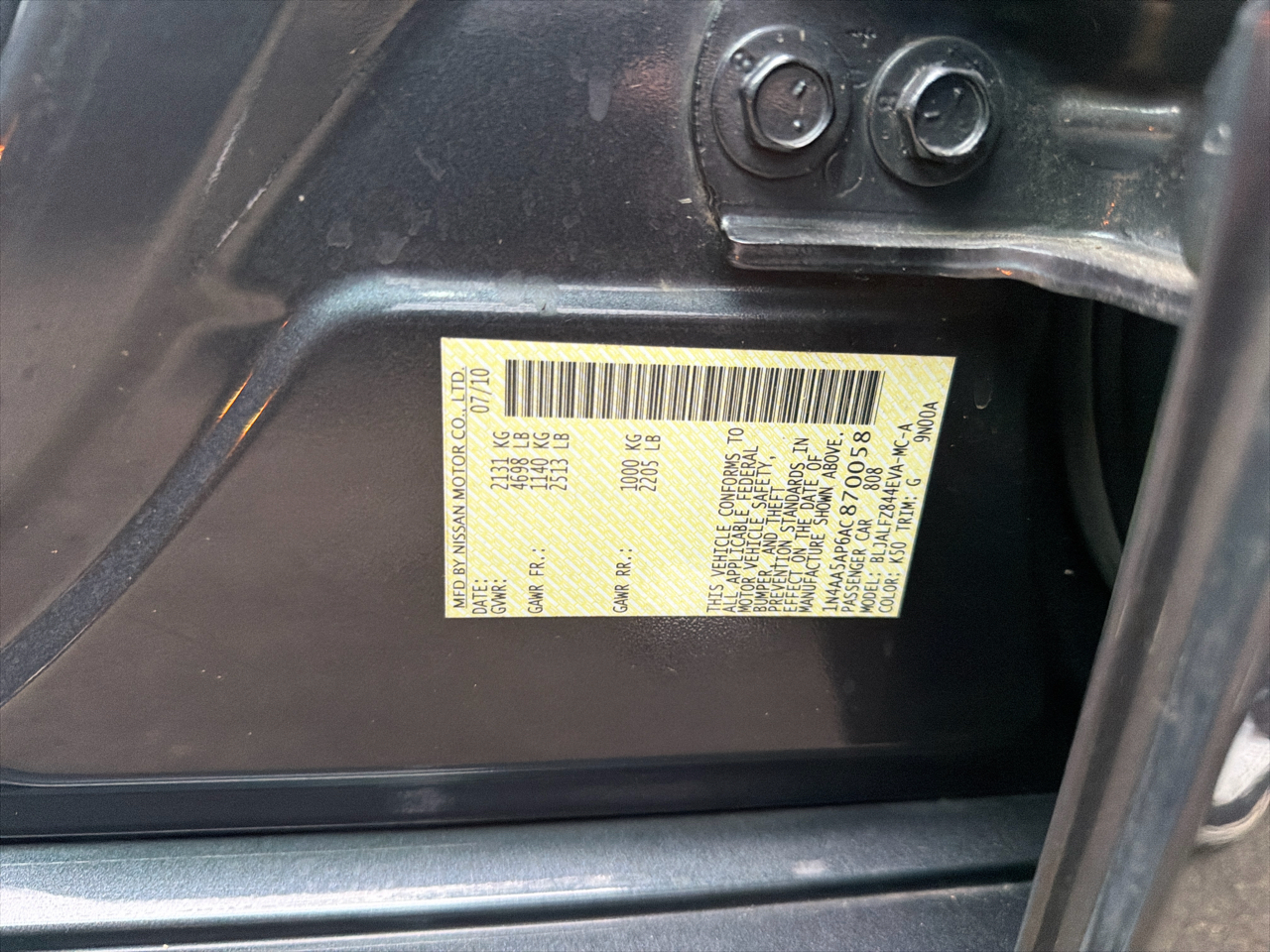 Nissan Maxima 4dr Sdn V6 CVT 3.5 SV w/Premium Pkg 2010