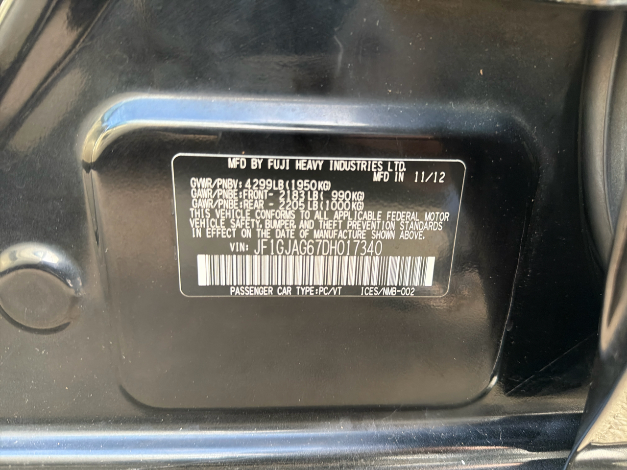 Subaru Impreza Sedan 4dr Auto 2.0i Limited 2013