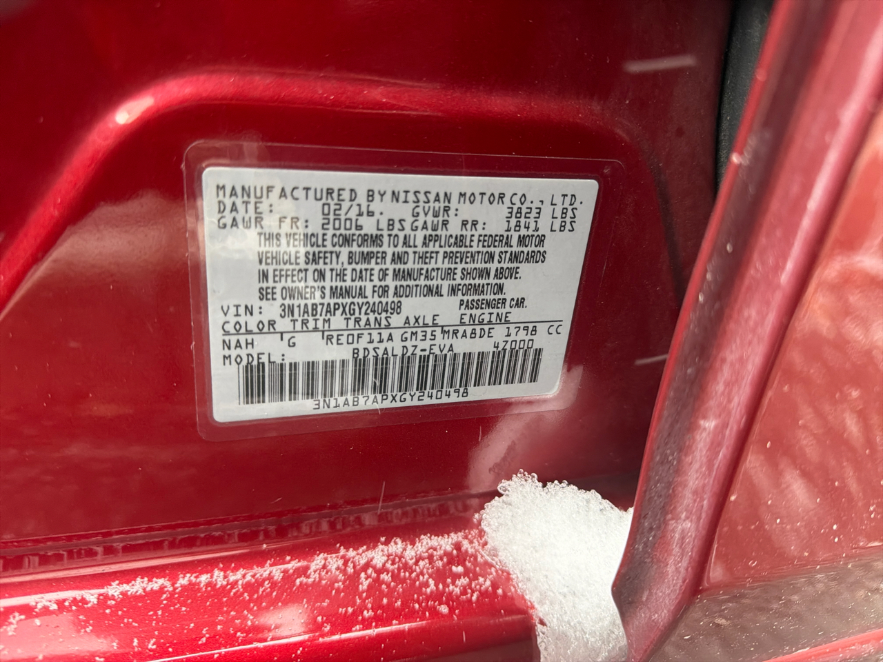 Nissan Sentra 4dr Sdn I4 CVT SV 2016