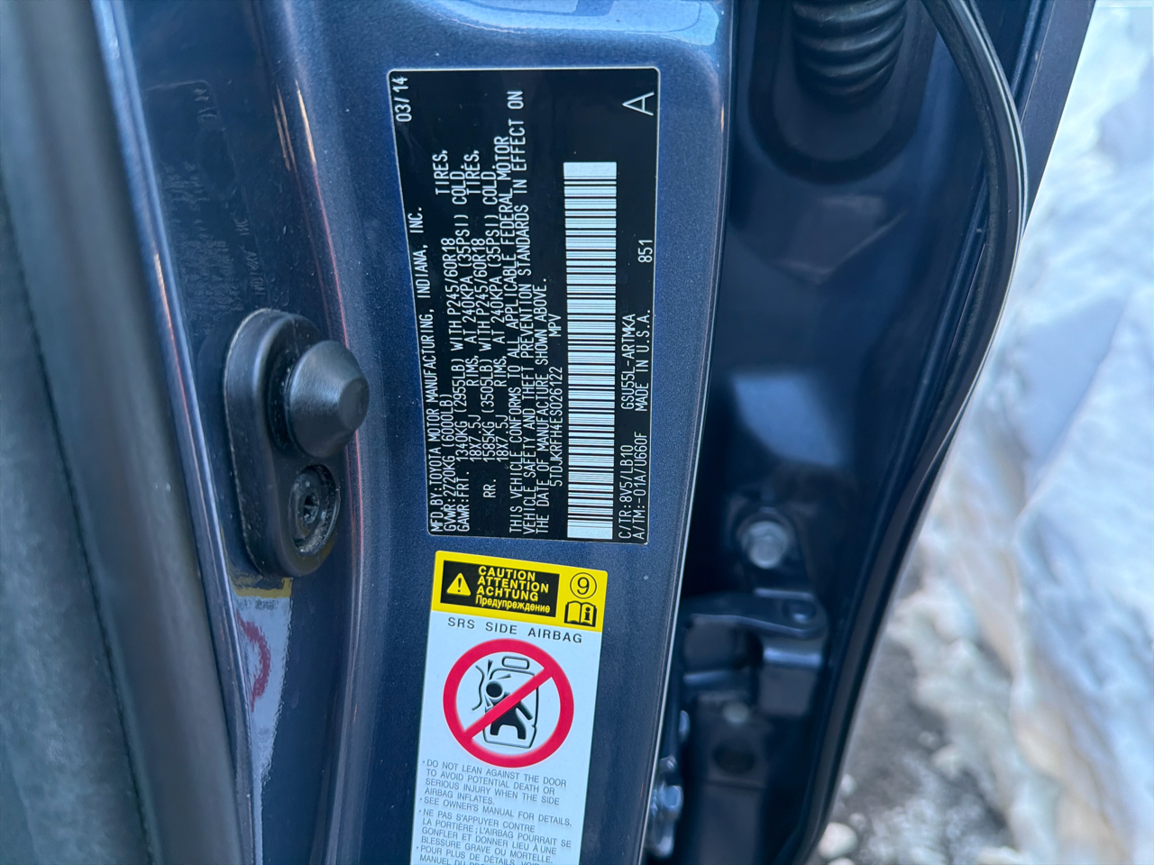 Toyota Highlander AWD 4dr V6 XLE (Natl) 2014