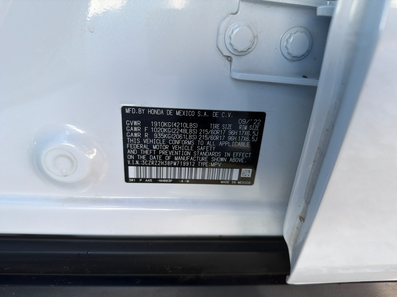 Honda HR-V LX AWD CVT 2023