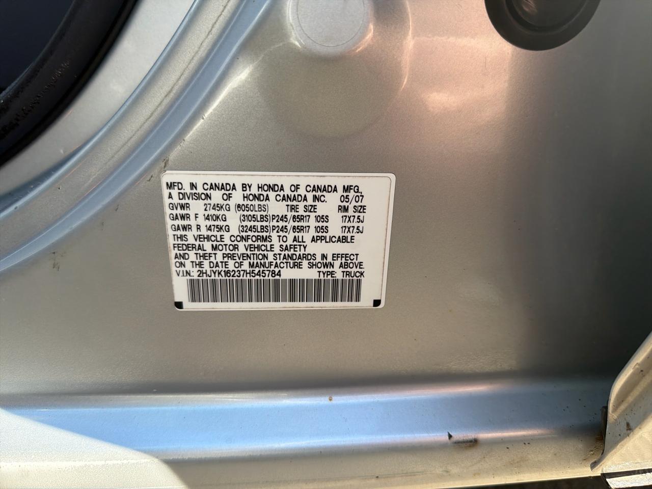 Honda Ridgeline 4WD Crew Cab RT 2007