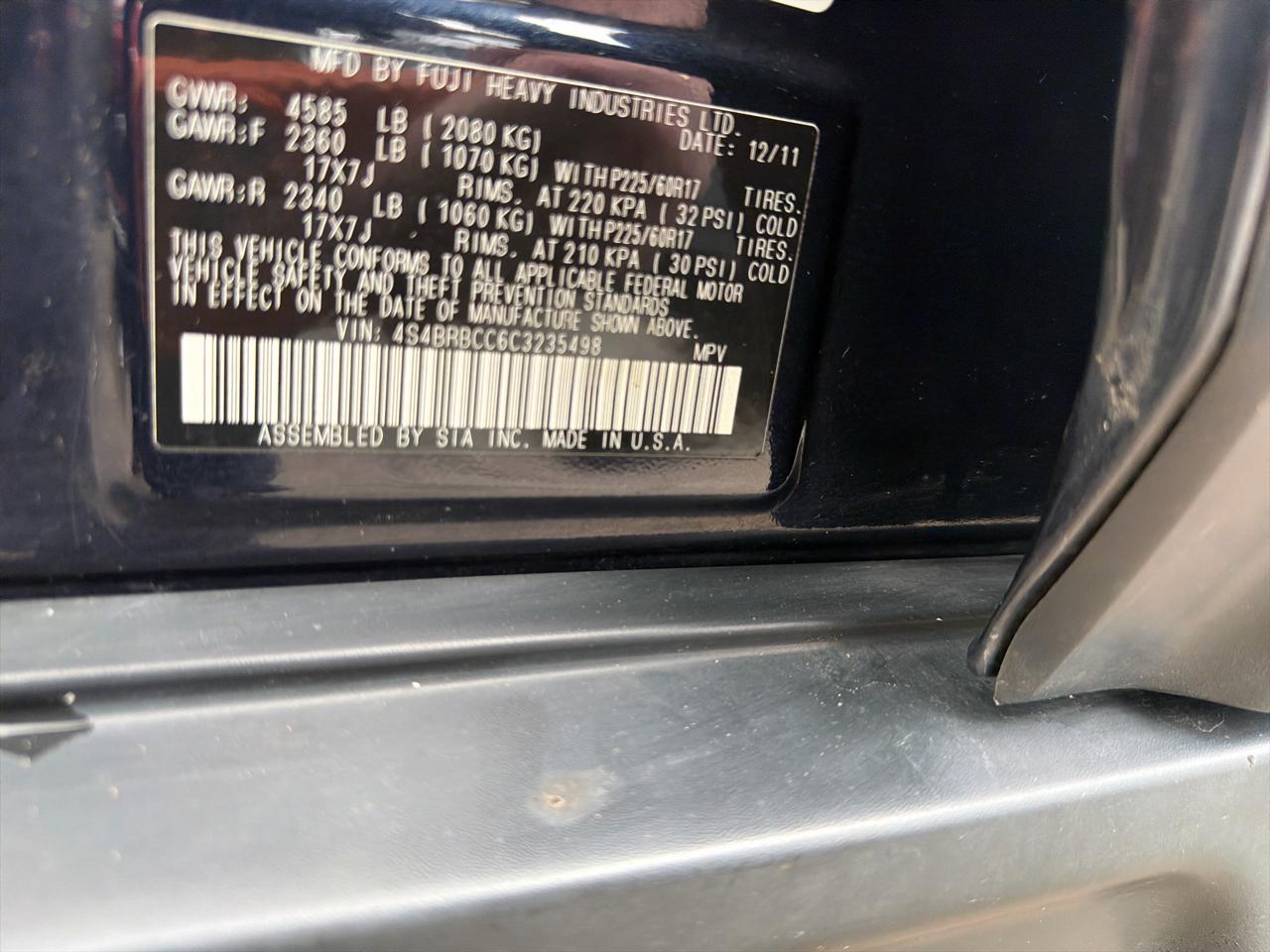 Subaru Outback 4dr Wgn H4 Auto 2.5i Premium 2012