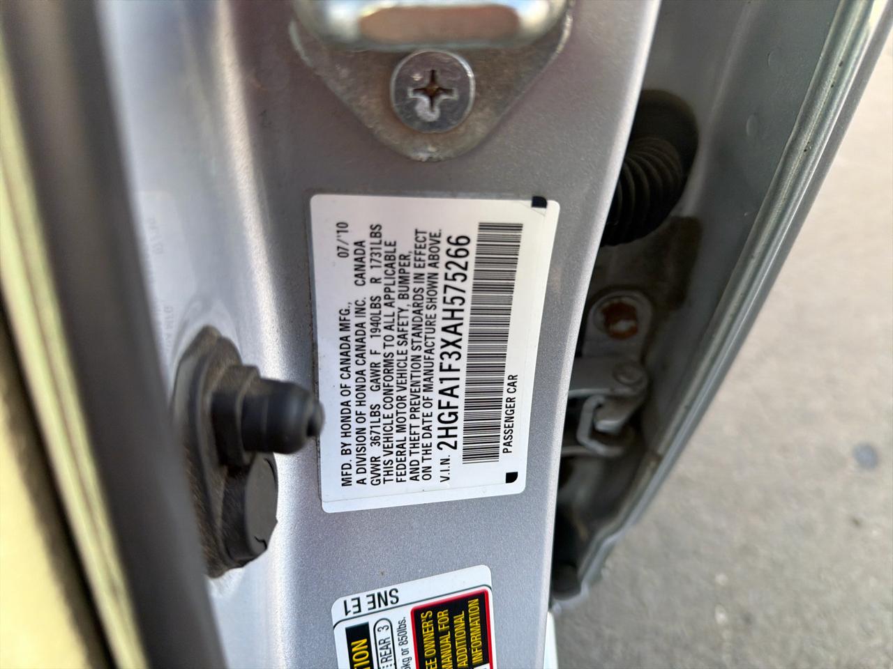 Honda Civic Sdn 4dr Auto DX-VP 2010