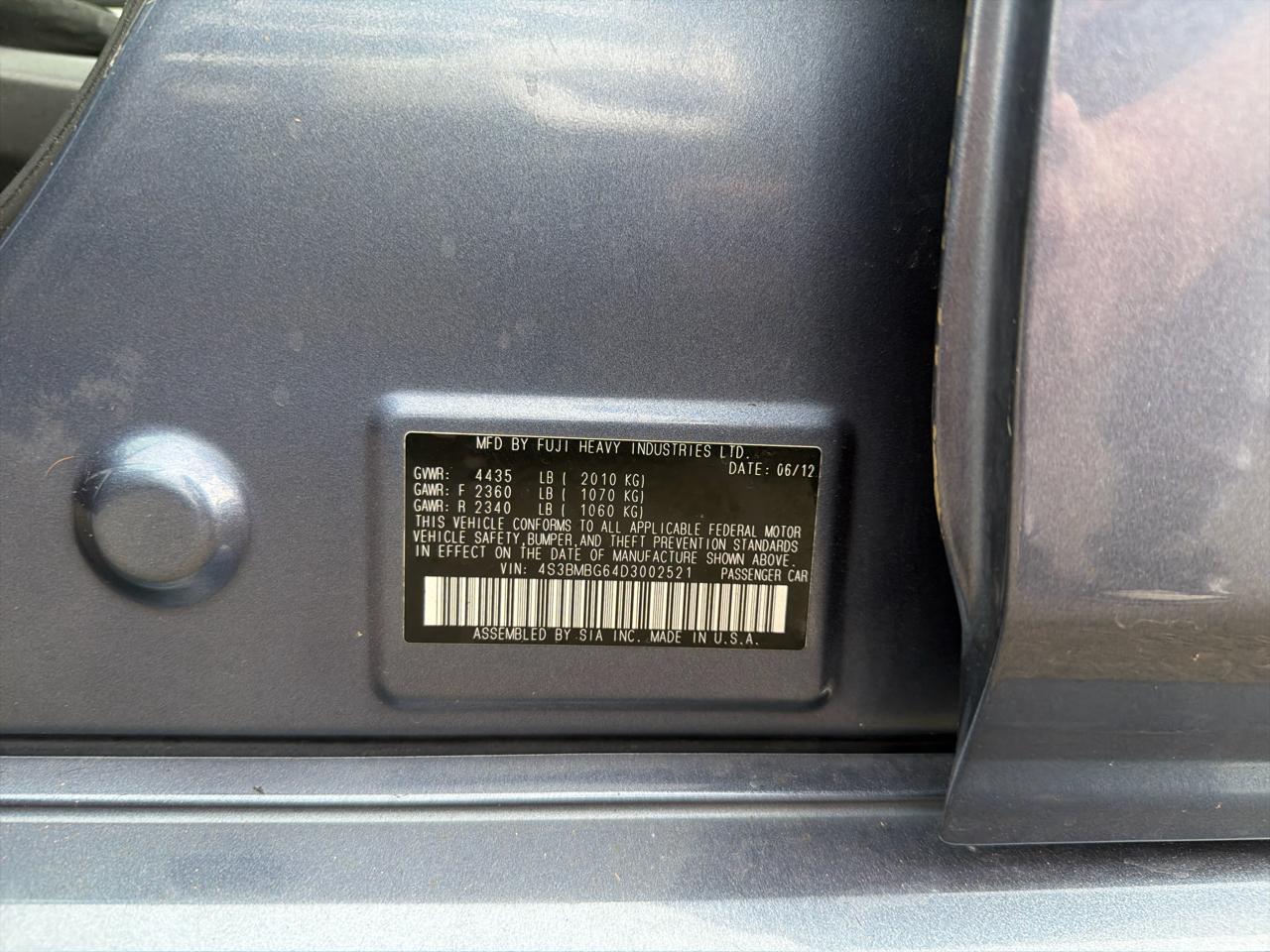 Subaru Legacy 4dr Sdn H4 Auto 2.5i Premium 2013