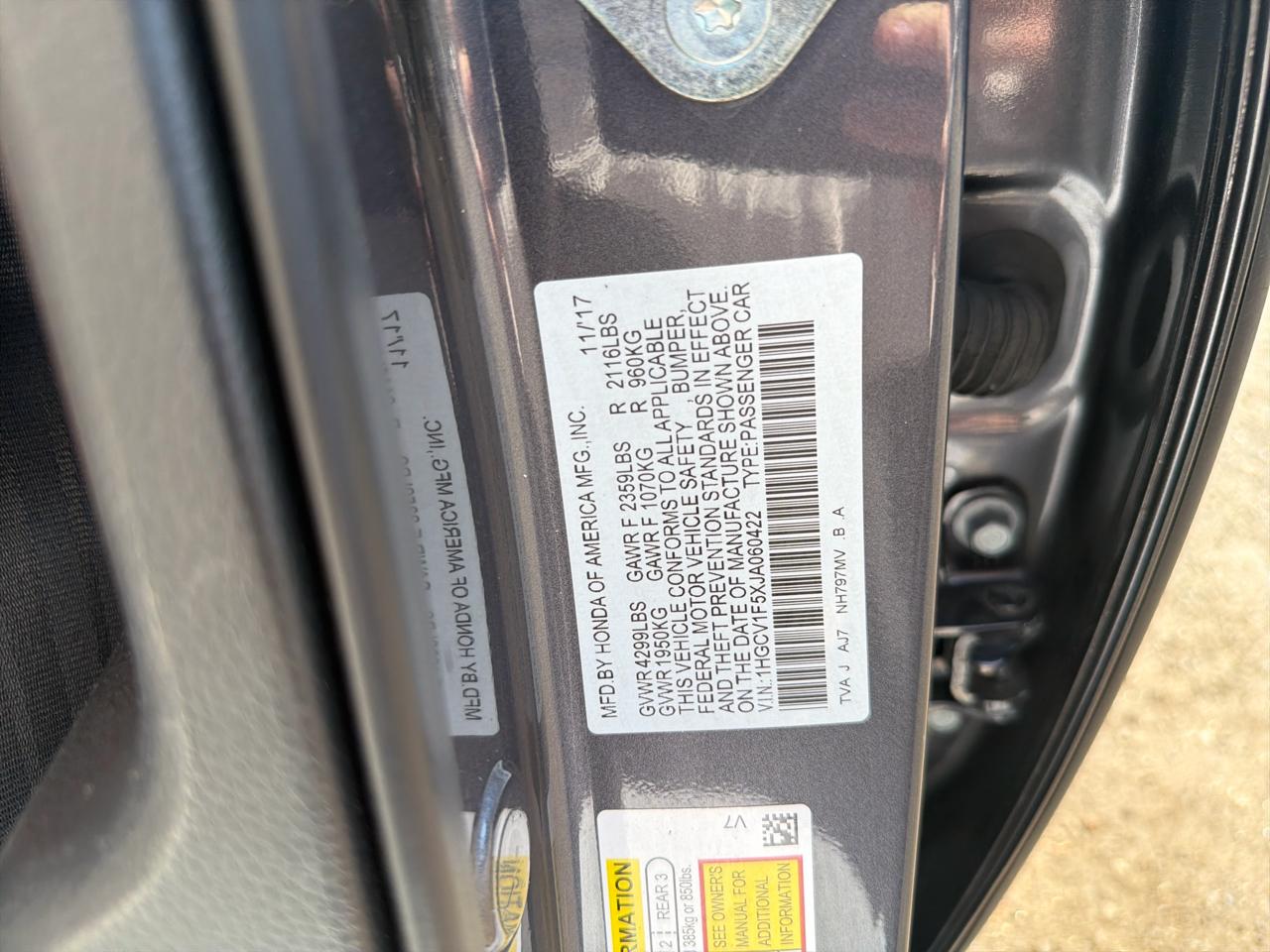 Honda Accord Sedan EX-L 1.5T CVT 2018