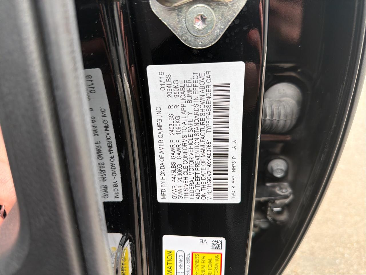 Honda Accord Sedan Touring 2.0T Auto 2019